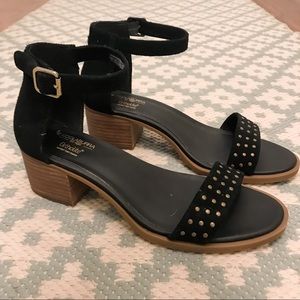 Koolaburra UGG Sandals Black Suede Leather Womens Bellen Block Heel, Size 8